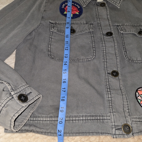 Mossimo Supply Co Denim Jacket XL Patches Button Front Casual Vintage Looks - Picture 6 of 10